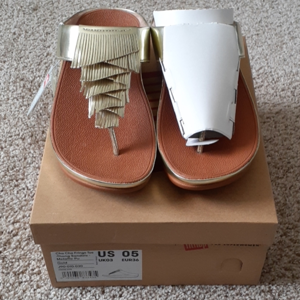 FitFlop gold metallic thong sandals